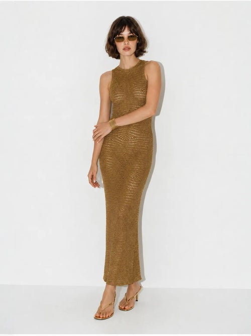 Vestido maxi bodycon sin mangas de viscosa texturizada lucci - Kiabi Vestido maxi bodycon sin mangas de viscosa texturizada lucci - Kiabi