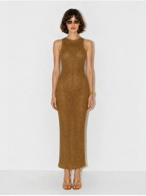 Vestido maxi bodycon sin mangas de viscosa texturizada lucci - Kiabi Vestido maxi bodycon sin mangas de viscosa texturizada lucci - Kiabi