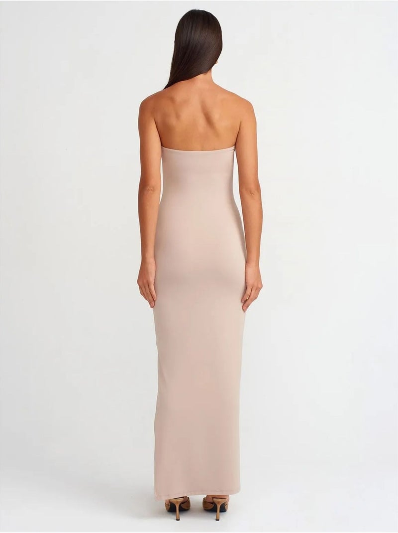 Vestido maxi bodycon sin tirantes con abertura dilvin Arena - Kiabi