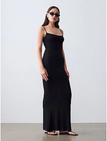 Vestido maxi ceñido de canalé dilvin