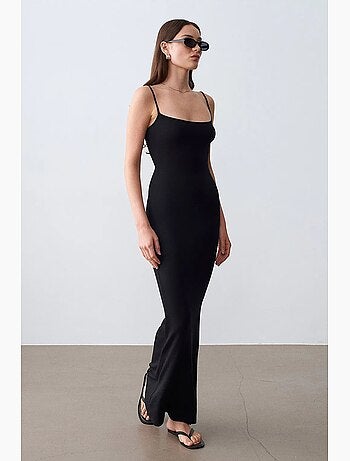 Vestido maxi ceñido de canalé dilvin