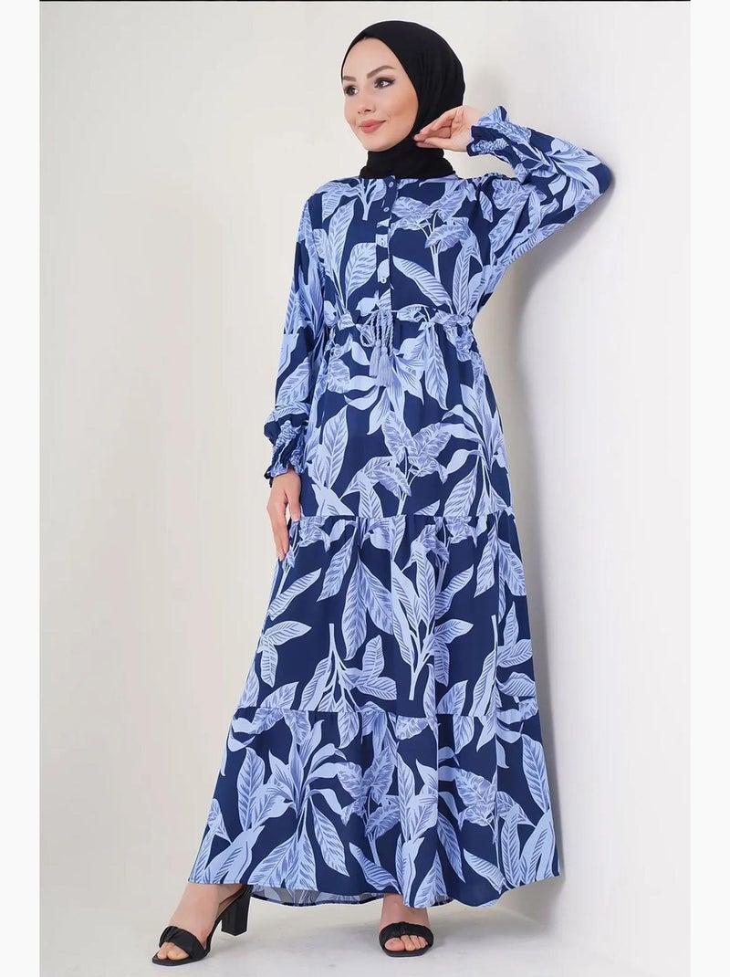 Vestido maxi de crepé de viscosa floral bdart Azul laguna - Kiabi