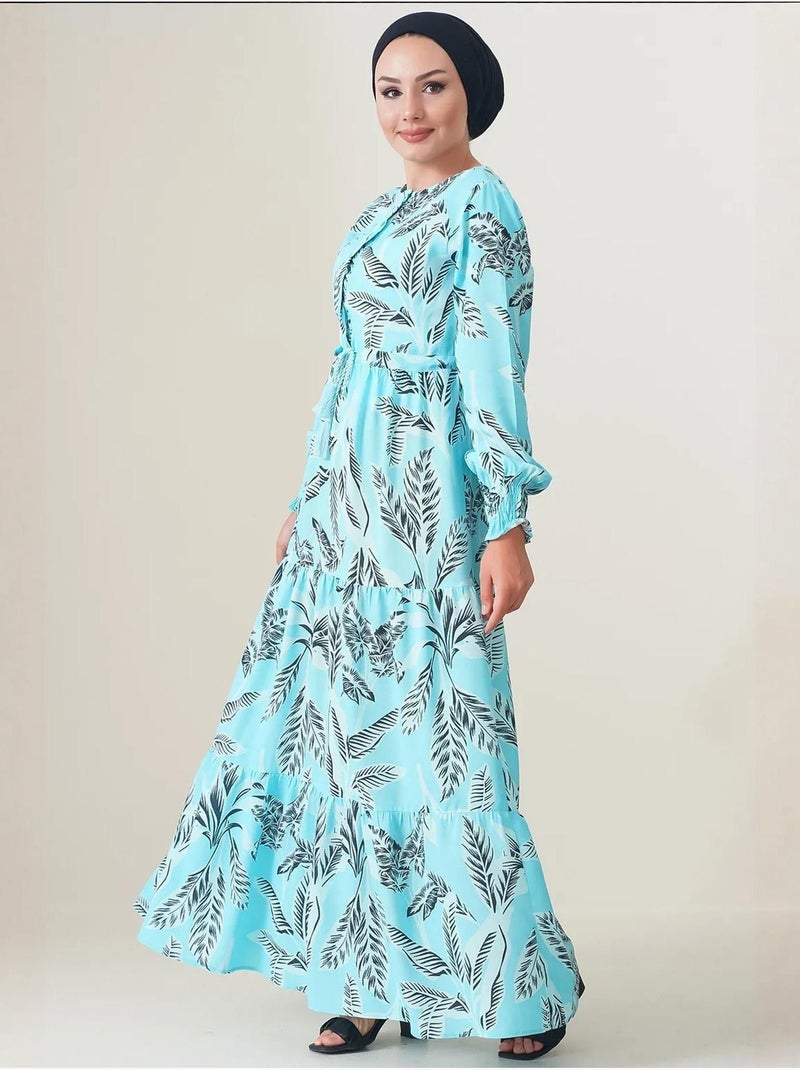 Vestido maxi de crepé de viscosa floral bdart Azul zafiro - Kiabi