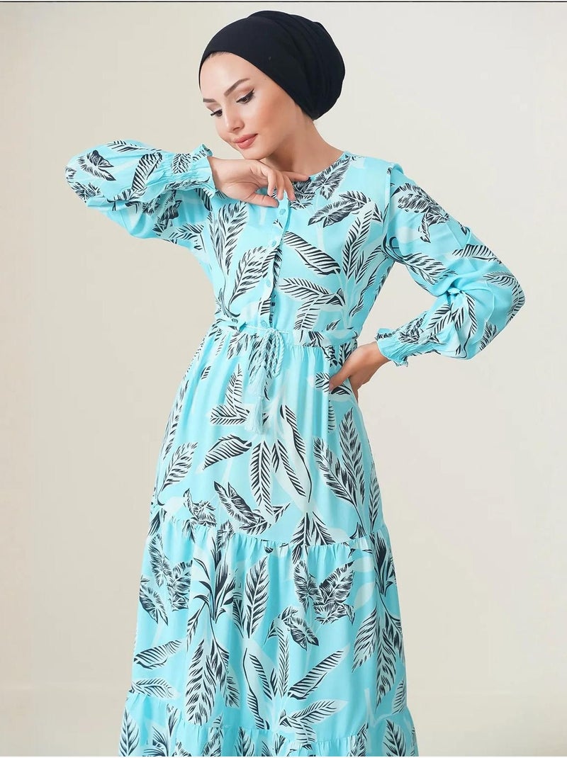 Vestido maxi de crepé de viscosa floral bdart Azul zafiro - Kiabi