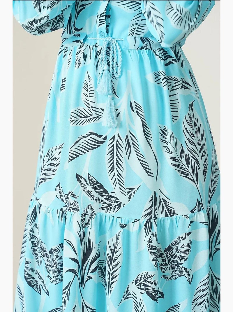 Vestido maxi de crepé de viscosa floral bdart Azul zafiro - Kiabi