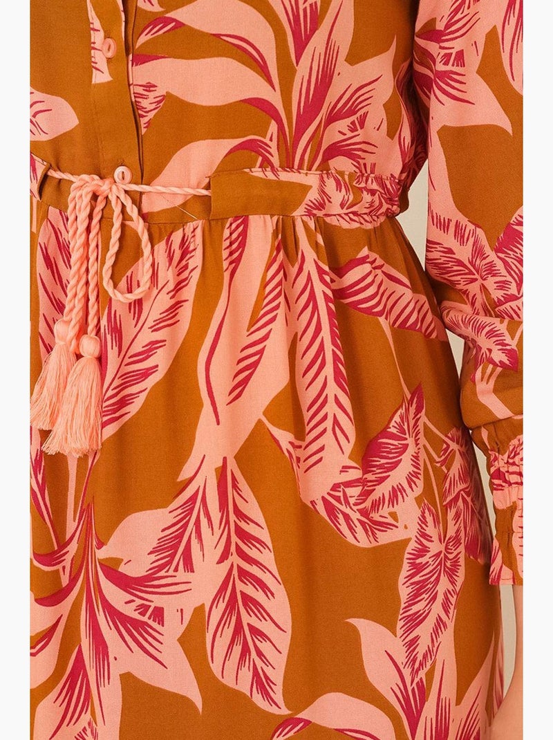 Vestido maxi de crepé de viscosa floral bdart Camel - Kiabi