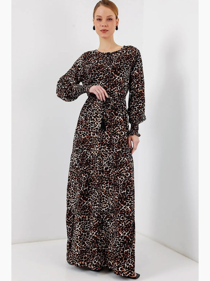 Vestido maxi de crepé de viscosa floral bdart Marrón - Kiabi