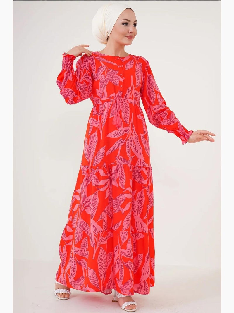Vestido maxi de crepé de viscosa floral bdart Rojo - Kiabi