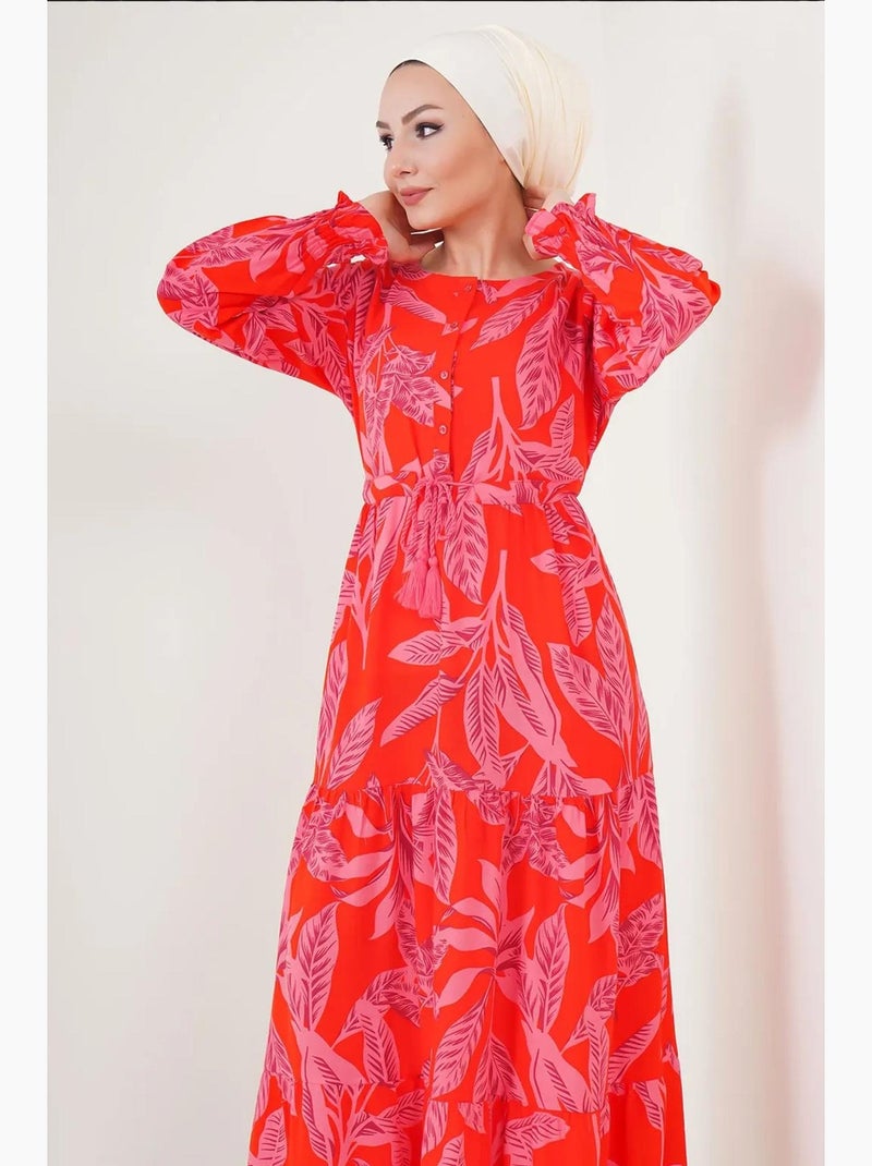 Vestido maxi de crepé de viscosa floral bdart Rojo - Kiabi