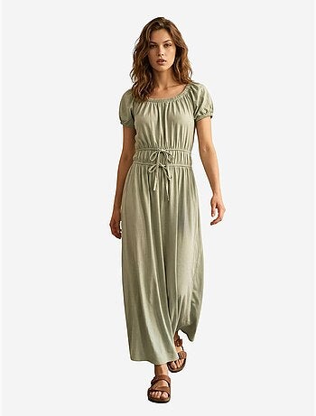Vestido maxi de escote cuadrado con detalle de lazada my fashion