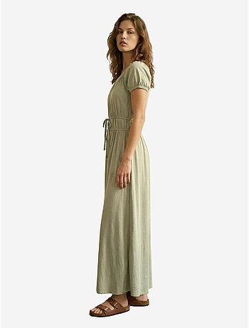 Vestido maxi de escote cuadrado con detalle de lazada my fashion