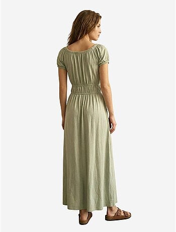Vestido maxi de escote cuadrado con detalle de lazada my fashion