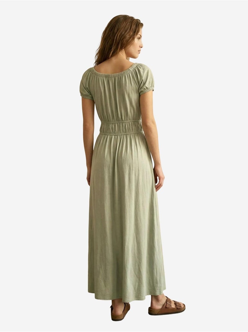 Vestido maxi de escote cuadrado con detalle de lazada my fashion Verde menta - Kiabi