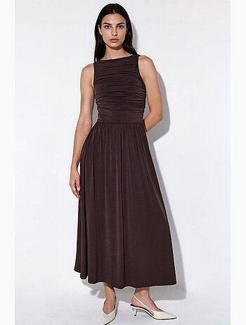 Vestido maxi de línea a con escote barco hiccup
