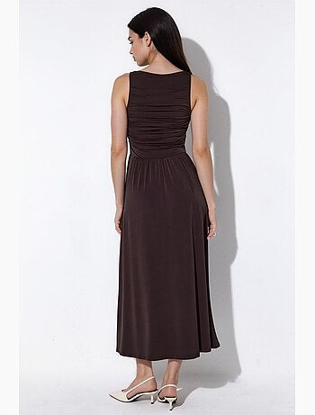 Vestido maxi de línea a con escote barco hiccup