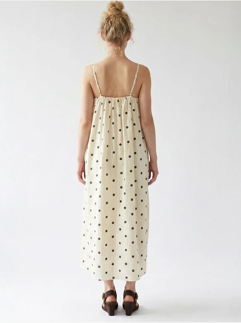 Vestido maxi de línea a con lunares mixray Crema - Kiabi