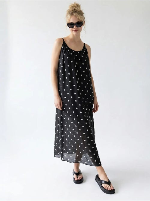 Vestido maxi de línea a con lunares mixray - Kiabi Vestido maxi de línea a con lunares mixray - Kiabi