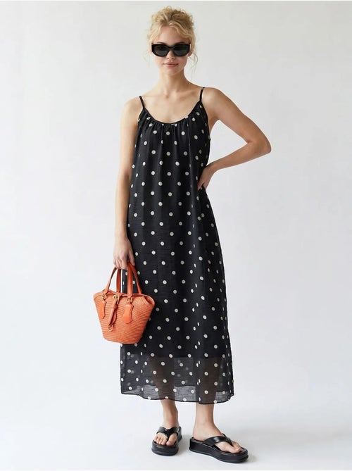 Vestido maxi de línea a con lunares mixray - Kiabi Vestido maxi de línea a con lunares mixray - Kiabi