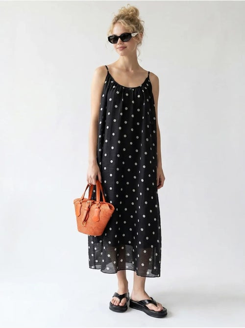 Vestido maxi de línea a con lunares mixray - Kiabi Vestido maxi de línea a con lunares mixray - Kiabi