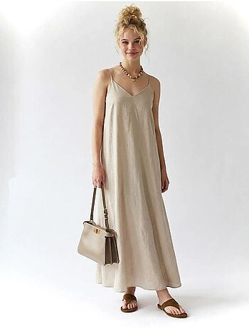 Vestido maxi de línea a sin mangas mixray
