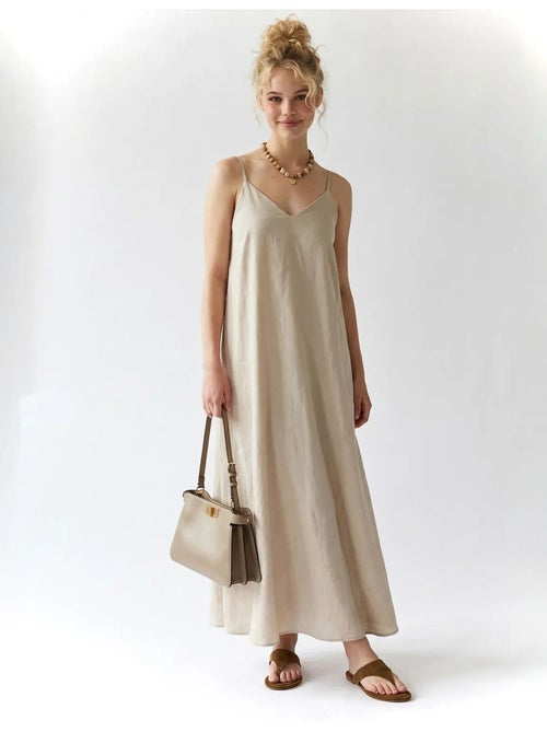 Vestido maxi de línea a sin mangas mixray - Kiabi