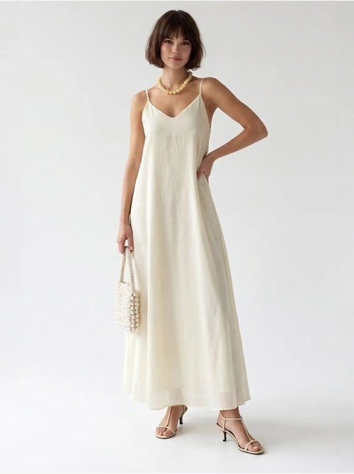 Vestido maxi de línea a sin mangas mixray - Kiabi