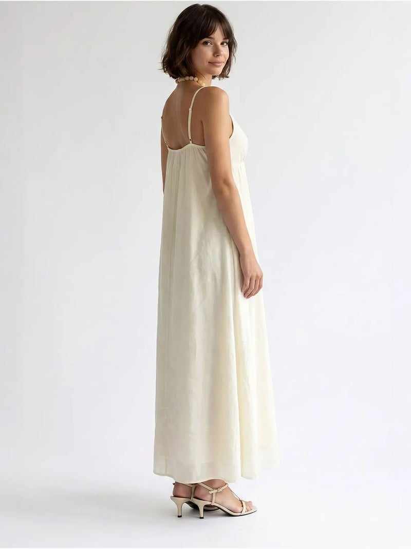 Vestido maxi de línea a sin mangas mixray Crema - Kiabi