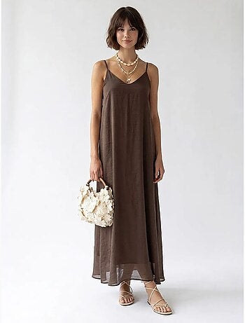 Vestido maxi de línea a sin mangas mixray