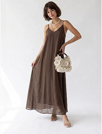 Vestido maxi de línea a sin mangas mixray