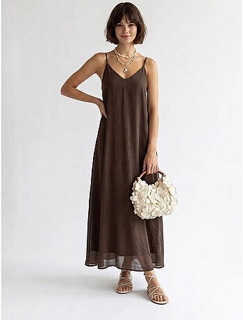 Vestido maxi de línea a sin mangas mixray