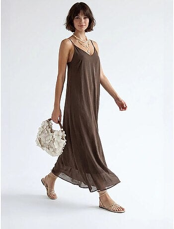 Vestido maxi de línea a sin mangas mixray