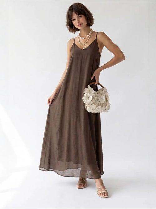 Vestido maxi de línea a sin mangas mixray - Kiabi Vestido maxi de línea a sin mangas mixray - Kiabi