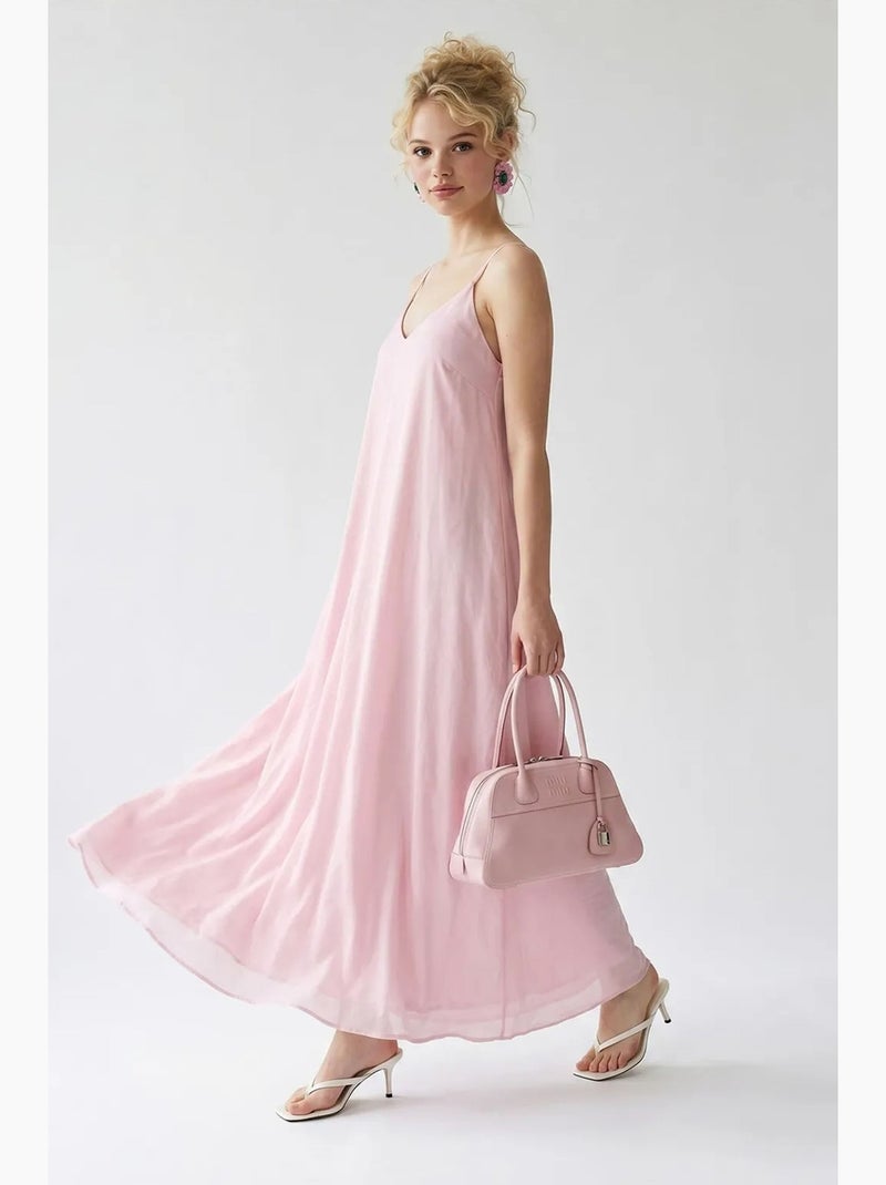 Vestido maxi de línea a sin mangas mixray Rosa almendra - Kiabi