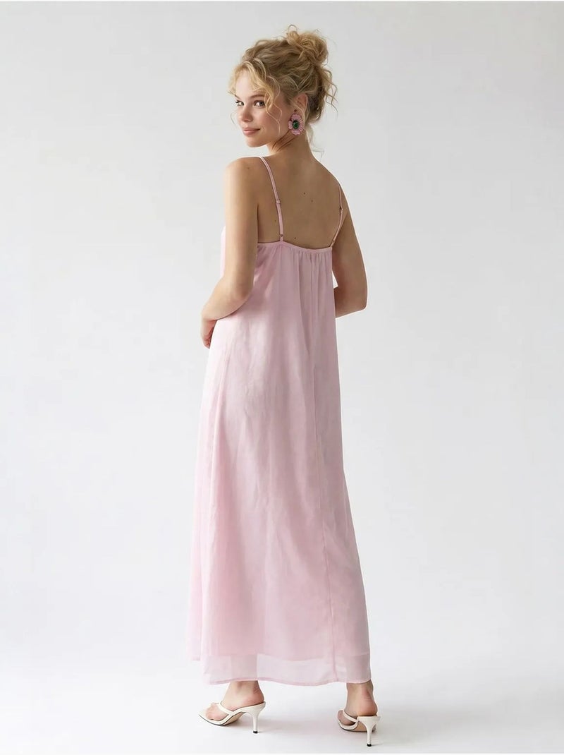 Vestido maxi de línea a sin mangas mixray Rosa almendra - Kiabi
