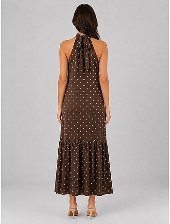 Vestido maxi de lunares con cuello halter mixray