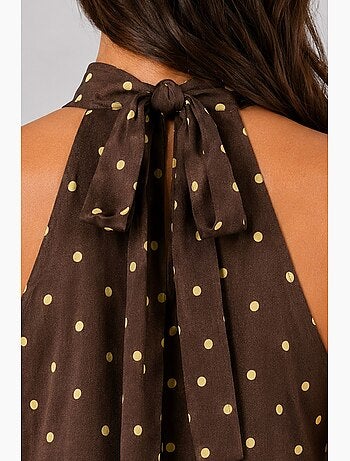 Vestido maxi de lunares con cuello halter mixray