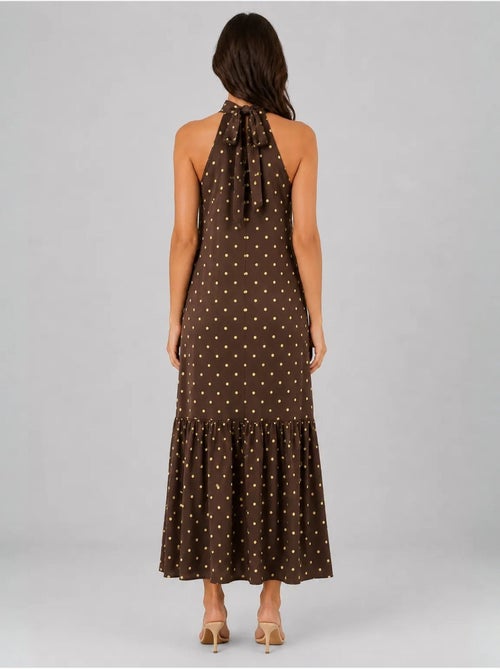 Vestido maxi de lunares con cuello halter mixray - Kiabi