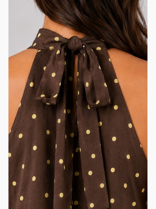 Vestido maxi de lunares con cuello halter mixray - Kiabi
