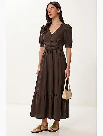 Vestido maxi de popelina de mezcla de algodón para mujer istanbul