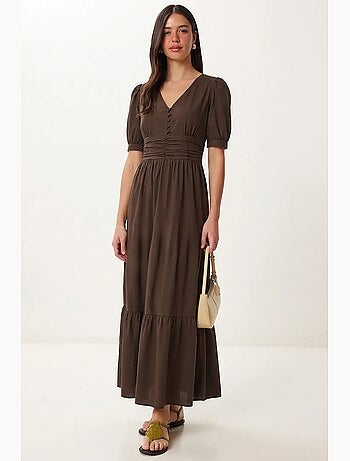 Vestido maxi de popelina de mezcla de algodón para mujer istanbul