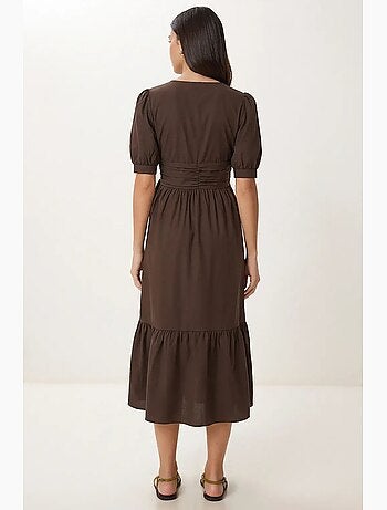 Vestido maxi de popelina de mezcla de algodón para mujer istanbul