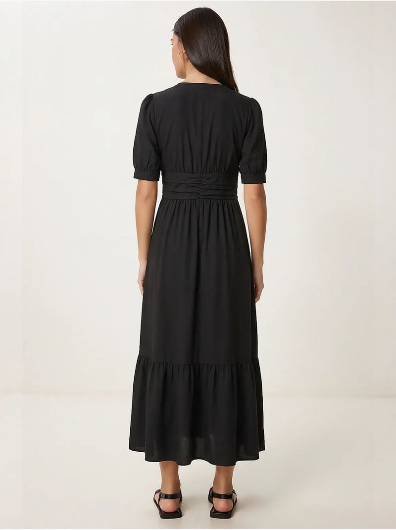 Vestido maxi de popelina de mezcla de algodón para mujer istanbul Negro - Kiabi