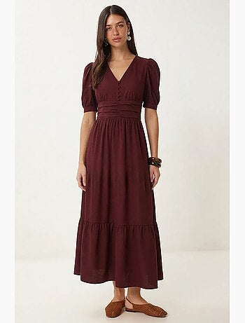Vestido maxi de popelina de mezcla de algodón para mujer istanbul