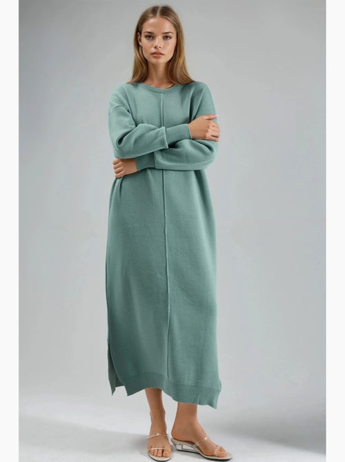 Vestido maxi de punto acanalado con cuello redondo my fashion - Kiabi