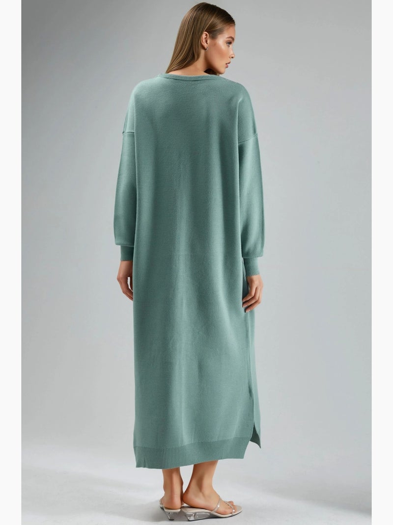 Vestido maxi de punto acanalado con cuello redondo my fashion Verde pastel - Kiabi
