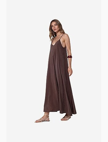 Vestido maxi de satén sin mangas busem