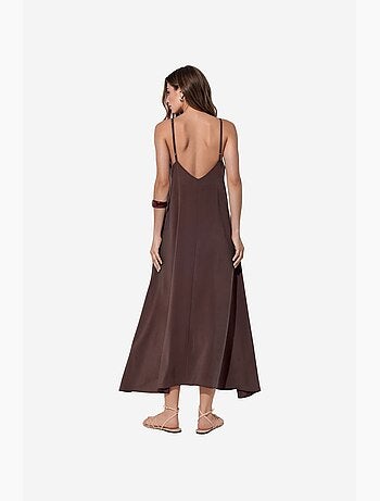 Vestido maxi de satén sin mangas busem