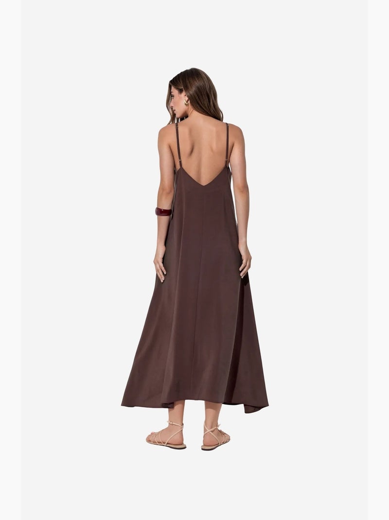 Vestido maxi de satén sin mangas busem Marrón oscuro - Kiabi