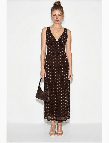 Vestido maxi de tul con lunares lucci