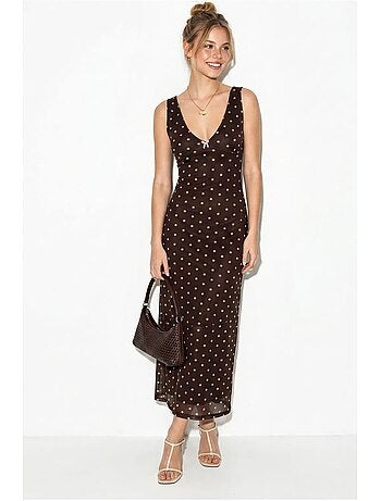 Vestido maxi de tul con lunares lucci